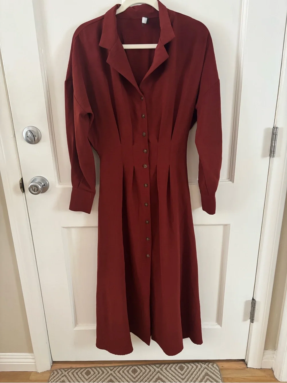 Lulu's Rust Red Collared Button-Front Dress - Picture 5 of 9
